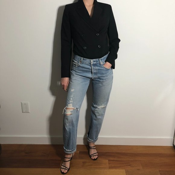 Levi’s 501 light wash blue distressed 90s straight leg jeans - Picture 8 of 11